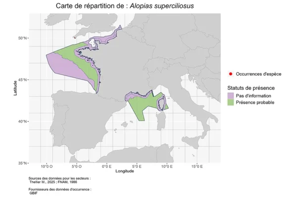 Carte de Répartition de Alopias superciliosus Répartition Alopias superciliosus