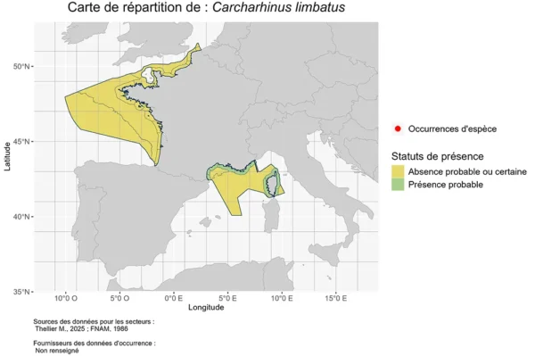 Carte de répartition de Carcharhinus limbatus Répartition Carcharhinus limbatus