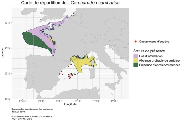 Répartition Carcharodon carcharias