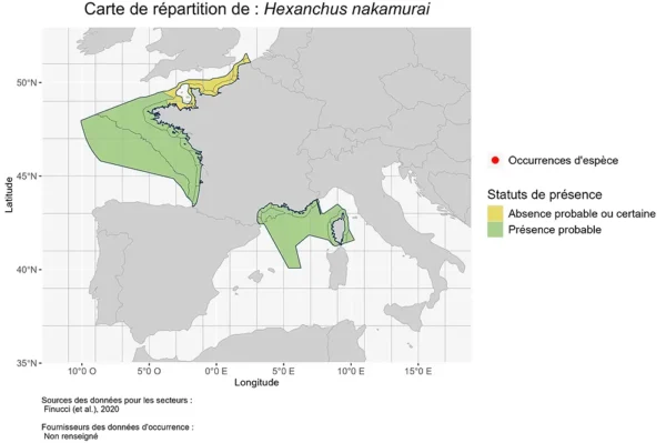Répartition du Requin vache - Hexanchus nakamurai