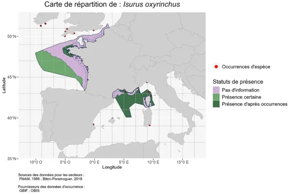 Répartition Requin mako - Isurus oxyrinchus Répartition Requin mako - Isurus oxyrinchus