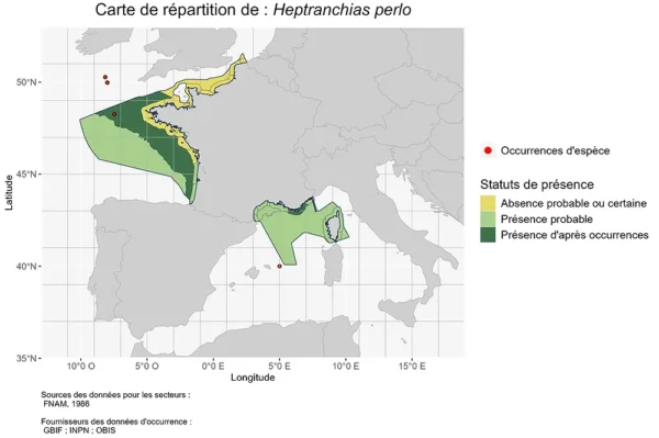 Répartition Requin perlon (Heptranchias perlo)