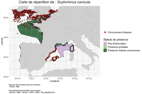 Répartition Scyliorhinus canicula
