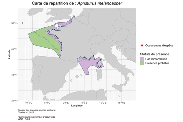 Carte de répartition de Apristurus melanoasper Répartition Apristurus melanoasper