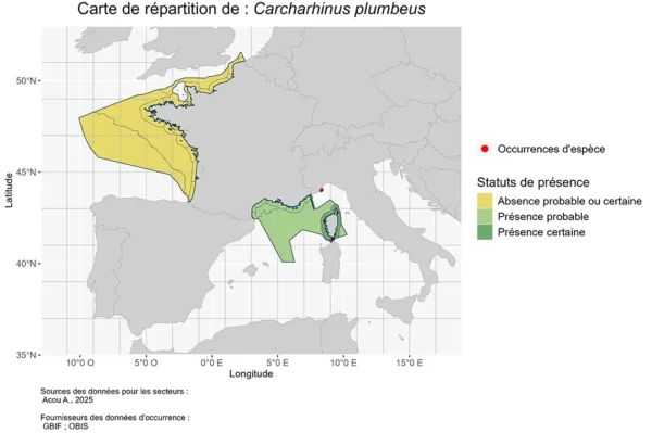 Carte de répartition de Carcharhinus plumbeus Répartition Carcharhinus plumbeus