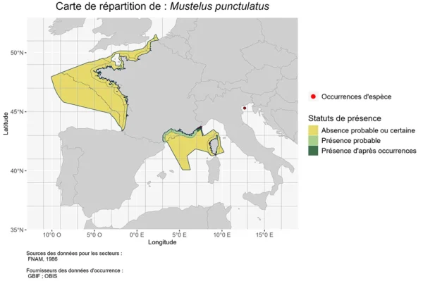 Répartition Émissole pointillée Mustelus punctulatus