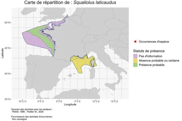 Carte de Répartition de Squaliolus laticaudus Répartition Squaliolus laticaudus