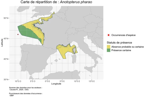 carte de Répartition de Anotopterus pharao Répartition Anotopterus pharao