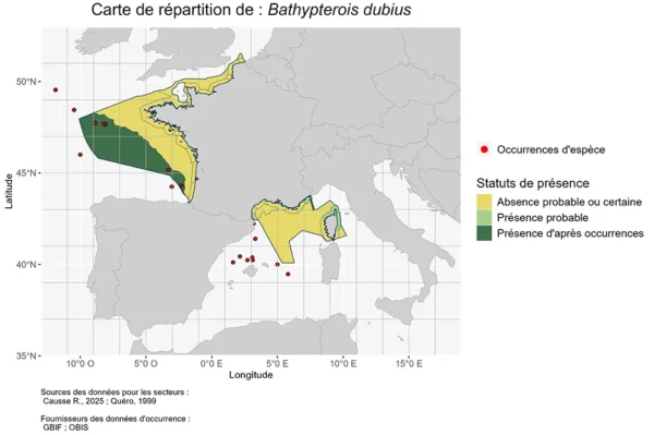 Carte de Répartition de Bathypterois dubius Répartition Bathypterois dubius