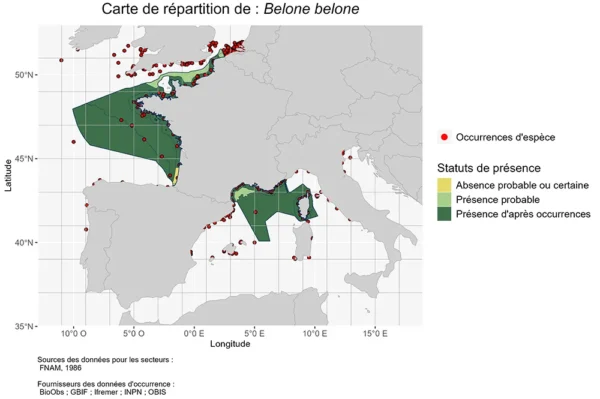 Répartition Belone belone
