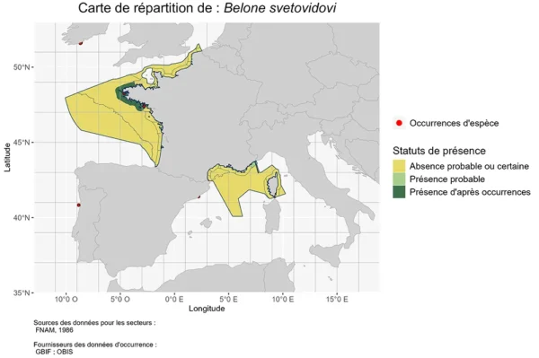 Répartition Belone svetovidovi