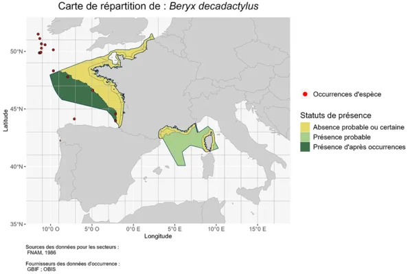 Répartition Beryx decadactylus-