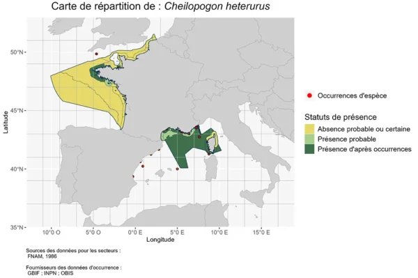 Carte de Répartition de Cheilopogon heterurus Répartition Cheilopogon heterurus