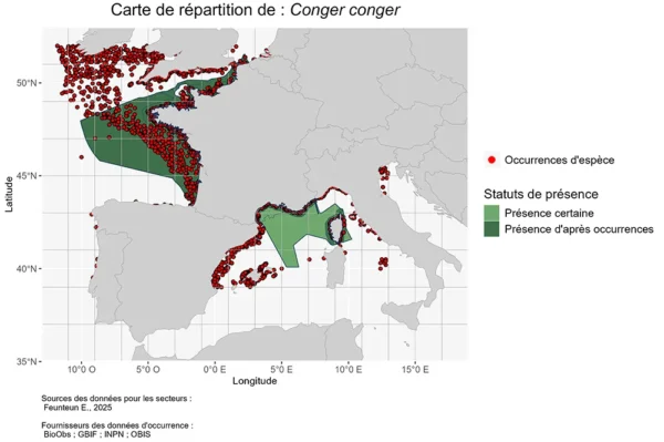 Carte de Répartition de Conger conger Repartition Conger conger