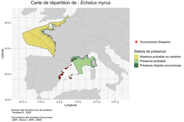Carte de Répartition de Echelus myrus Répartition echelus myrus
