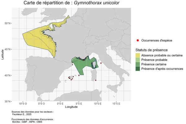 Carte de Répartition de gymnothorax unicolor. Répartition gymnothorax unicolor
