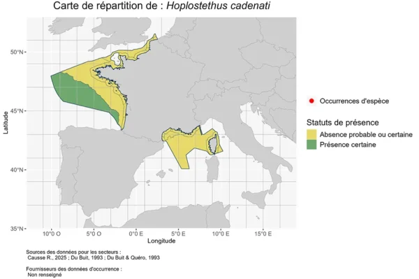 Carte de Répartition de Hoplostethus cadenati Répartition Hoplostethus cadenati