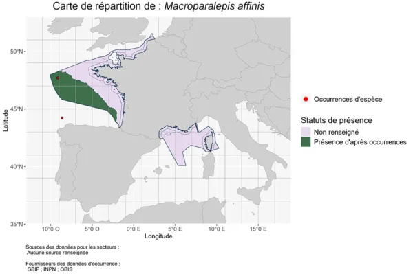 carte de Répartition de Macroparalepis affinis Répartition Macroparalepis affinis