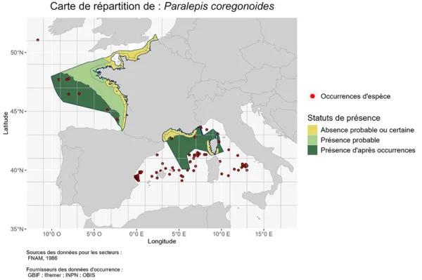 Répartition Paralepis coregonoides