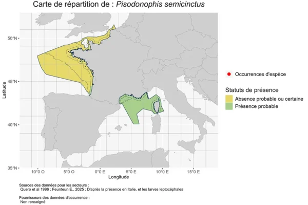 Carte de Répartition de Pisodonophis semicinctus Répartition Pisodonophis semicinctus