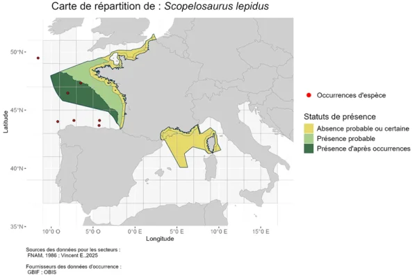 Carte de Répartition de Scopelosaurus lepidus Répartition Scopelosaurus lepidus