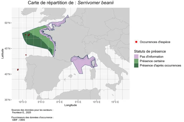 Carte de Répartition de Serrivomer baenii Répartition Serrivomer baenii