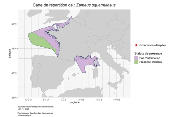 Répartition Zameus squamulosus